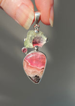 Load image into Gallery viewer, Watermelon Tourmaline slice pendant with Gem Pink Cobalto Calcite and Pink Tourmaline