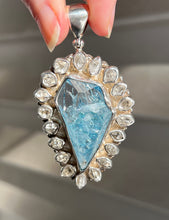 Load image into Gallery viewer, Collectors Drop - 64.7 carat Electric Aqua Aura Danburite with naturally double terminated Herkimer Diamonds 19 in total - Pendant