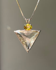 Shimmering Rutile Quartz Angelic Star necklace with Brilliant Sphene