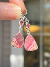 Load image into Gallery viewer, Gem quality Cobalto Calcite and Pink Tourmaline drop earrings