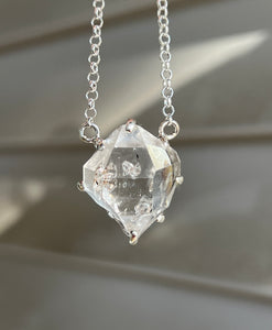 Herkimer Diamond Crystal necklace with Record Keepers and Inner Child crystals on 24 inch chain