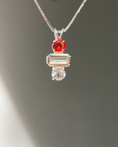 One of a kind - Fancy Sapphire, Amblygonite & Herkimer Diamond trilogy necklace