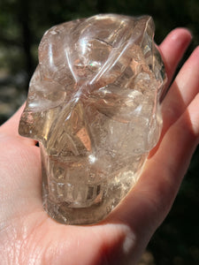 “Prismatic Traveller” Star Being carved skull in mystical Smoky Quartz