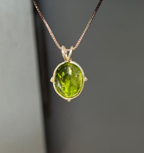 Gem quality gumdrop Peridot necklace with special inclusions