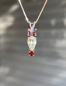 Rare Euclase necklace with Violet & Red Spinel