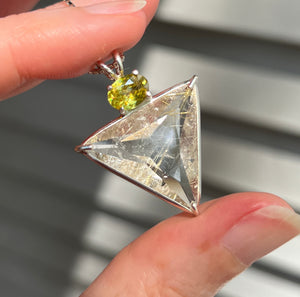 Shimmering Rutile Quartz Angelic Star necklace with Brilliant Sphene