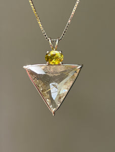 Shimmering Rutile Quartz Angelic Star necklace with Brilliant Sphene