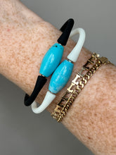 Load image into Gallery viewer, 🧿 Turquoise Protection bead Silicone stretchy bracelets - white strap