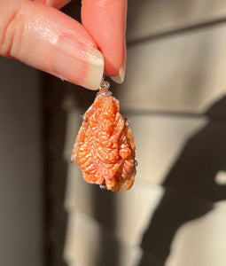 Sparkling Sunstone carved Ganesha pendant