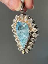 Load image into Gallery viewer, Collectors Drop - 64.7 carat Electric Aqua Aura Danburite with naturally double terminated Herkimer Diamonds 19 in total - Pendant