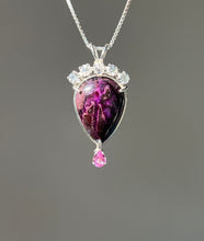 Load image into Gallery viewer, Magnificent Sugilite necklace with Phenacite crown and Pink Sapphire