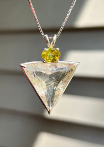 Shimmering Rutile Quartz Angelic Star necklace with Brilliant Sphene