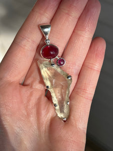 Ruby & Libyan Desert Tektite pendant