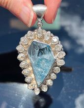 Load image into Gallery viewer, Collectors Drop - 64.7 carat Electric Aqua Aura Danburite with naturally double terminated Herkimer Diamonds 19 in total - Pendant