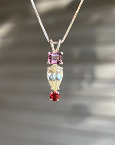 Rare Euclase necklace with Violet & Red Spinel