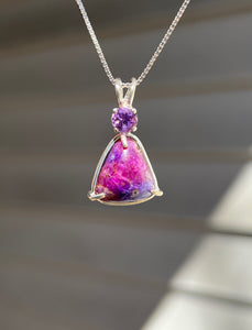 Hot pink Sugilite necklace with Amethyst