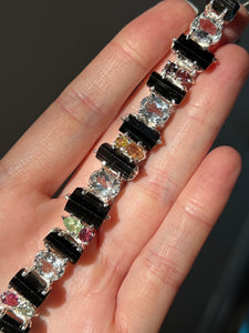 Stunning Black Tourmaline, Multi Tourmaline and White Topaz bracelet