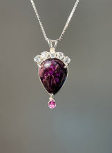 Load image into Gallery viewer, Magnificent Sugilite necklace with Phenacite crown and Pink Sapphire