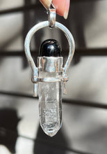 Load image into Gallery viewer, Etched Clear Quartz Crystal pendant with Elite Shungite