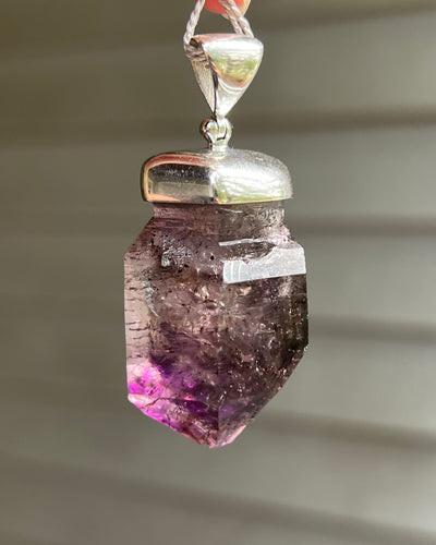 Shangaan Elestial Smoky Amethyst Scepter pendant with Lepidocrocite and Super 7 minerals - 92.3 carats