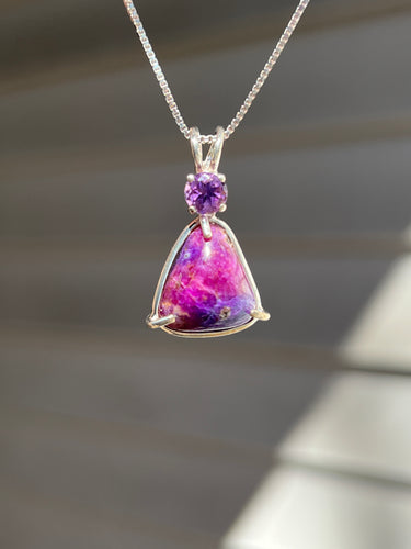 Hot pink Sugilite necklace with Amethyst