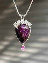 Load image into Gallery viewer, Magnificent Sugilite necklace with Phenacite crown and Pink Sapphire