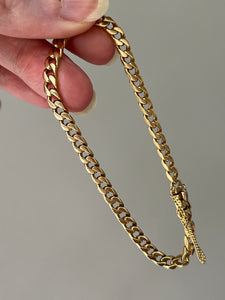 Solid 18k Yellow Gold Curb bracelet with security chain