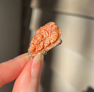 Sparkling Sunstone carved Ganesha pendant