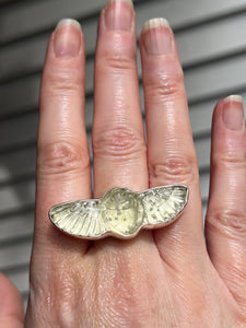 Spring Collectors Drop - Libyan Desert Tektite Carved Winged Scarab Ring - Size 7 (slightly adjustable)