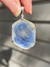 Load image into Gallery viewer, Blue Sapphire Hand Carved Dragon pendant