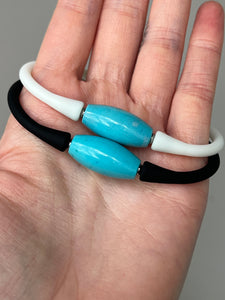 🧿 Turquoise Protection bead Silicone stretchy bracelets - white strap