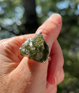 Collectors Drop - RARE Lord Ganesha carved Moldavite size 8 - One of a kind