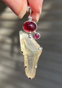 Ruby & Libyan Desert Tektite pendant