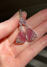 Load image into Gallery viewer, Gem quality Cobalto Calcite and Pink Tourmaline drop earrings