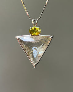 Shimmering Rutile Quartz Angelic Star necklace with Brilliant Sphene