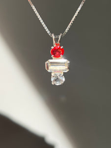 One of a kind - Fancy Sapphire, Amblygonite & Herkimer Diamond trilogy necklace