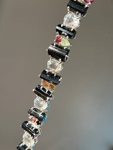 Stunning Black Tourmaline, Multi Tourmaline and White Topaz bracelet