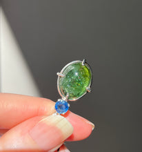 Load image into Gallery viewer, One of a kind - Sparkly Rutile included Gem Green Tourmaline necklace with Vibrant Blue Sapphire