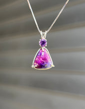 Load image into Gallery viewer, Hot pink Sugilite necklace with Amethyst