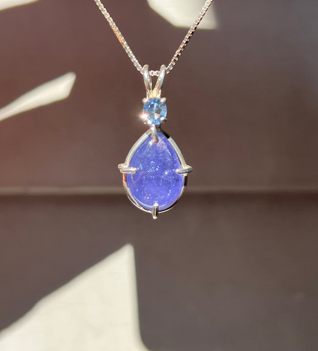 Galaxy sparkle Tanzanite & Blue Sapphire necklace