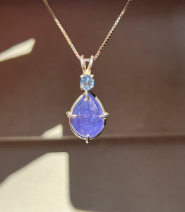 Galaxy sparkle Tanzanite & Blue Sapphire necklace