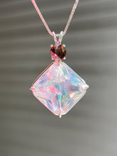 Load image into Gallery viewer, One of a kind Spectacular Angel Aura Quartz Magician Stone necklace with expertly faceted Watermelon Tourmaline