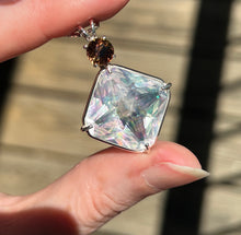 Load image into Gallery viewer, One of a kind Spectacular Angel Aura Quartz Magician Stone necklace with expertly faceted Watermelon Tourmaline