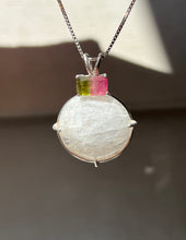 Load image into Gallery viewer, Rare Synergy 12 XL Natrolite necklace with Watermelon Tourmaline