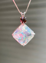 Load image into Gallery viewer, One of a kind Spectacular Angel Aura Quartz Magician Stone necklace with expertly faceted Watermelon Tourmaline