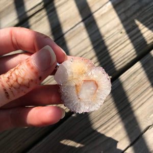 Stunning XL triple eye Amethyst Stalactite slice pendant