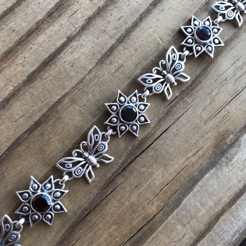 African Garnet butterfly & sunburst bracelet