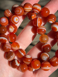 High quality Carnelian & Sardonyx stretch bracelets