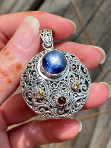 Kyanite, Citrine and Garnet pendant
