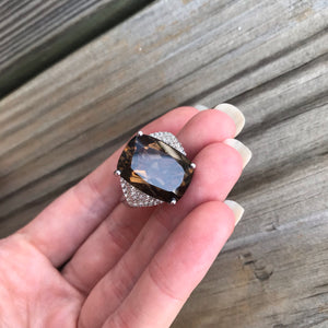 Smoky Quartz and Zircon ring